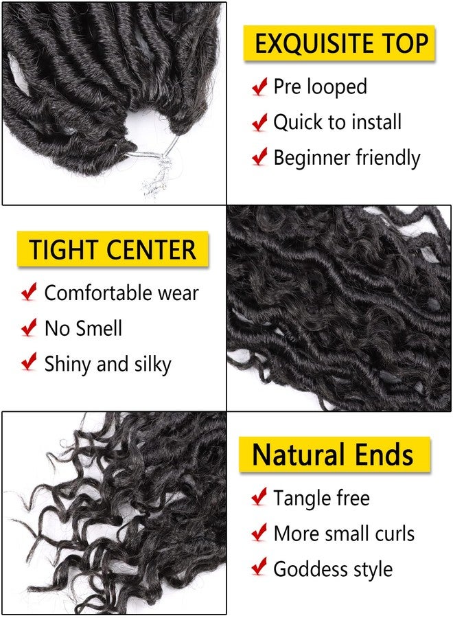ايجو شعر كروشيه بطول 8 بوصات للنساء ذوات البشرة السمراء، 7 عبوات من شعر كروشيه Goddess Locs مع أطراف مجعدة، شعر قصير مُجهز مسبقًا على شكل حلقات صناعية (8 بوصات، 1B) - Image 3